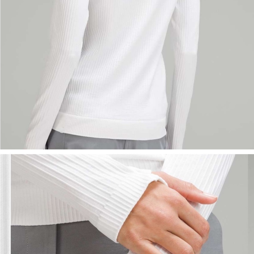 Lululemon Rest Less Pullover Rib White Sz 8 EUC